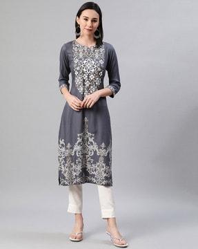 floral pattern straight kurta