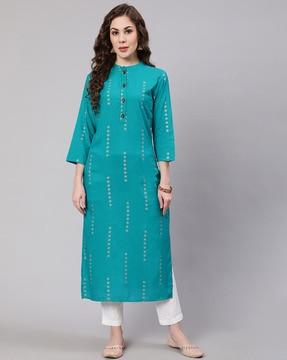 floral pattern straight kurta