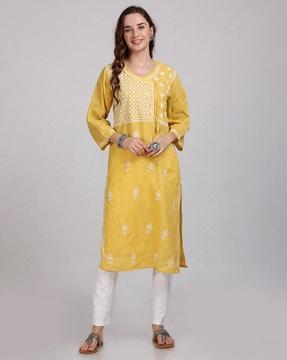 floral pattern straight kurta