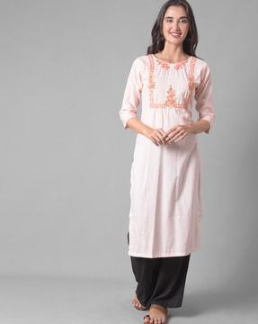 floral pattern straight kurta