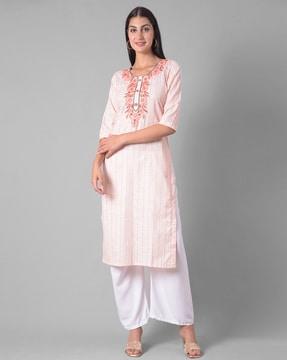 floral pattern straight kurta