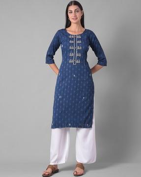 floral pattern straight kurta