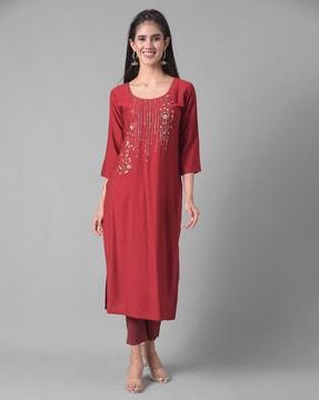 floral pattern straight kurta