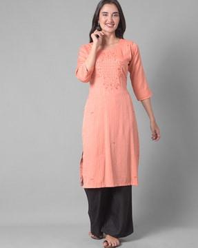 floral pattern straight kurta