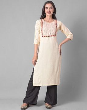 floral pattern straight kurta