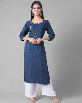 floral pattern straight kurta