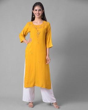 floral pattern straight kurta