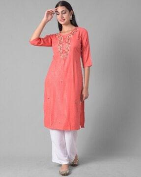 floral pattern straight kurta