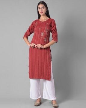 floral pattern straight kurta