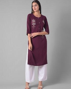 floral pattern straight kurta