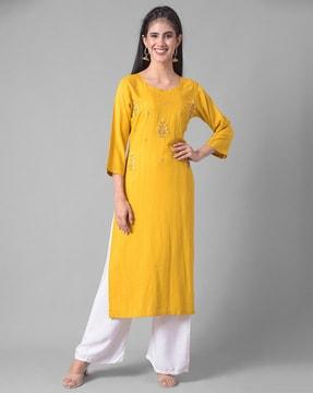 floral pattern straight kurta