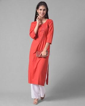 floral pattern straight kurta