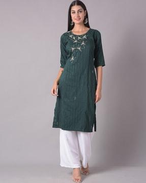 floral pattern straight kurta