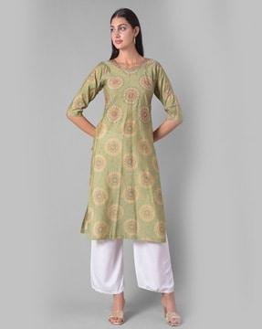 floral pattern straight kurta