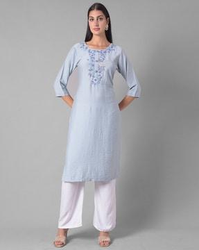 floral pattern straight kurta