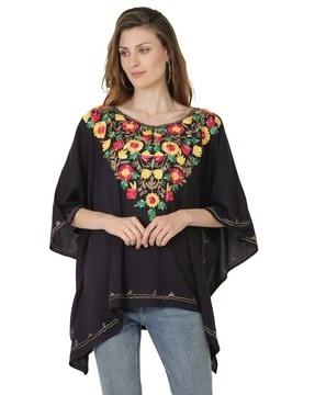 floral pattern top with asymmetrical hemline