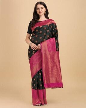 floral pattern traditional saree with tassels