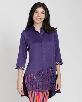 floral pattern tunic with cut-out