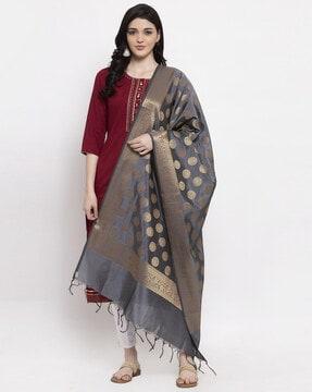 floral pattern woven dupatta