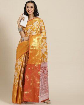 floral pattern woven saree