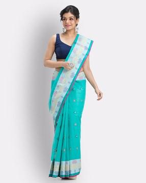 floral pattern woven saree