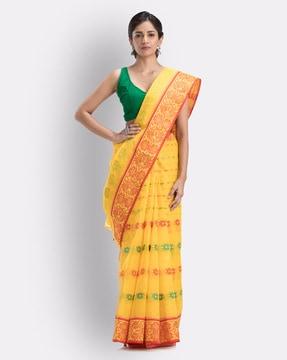 floral pattern woven saree