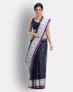 floral pattern woven saree