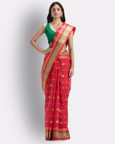 floral pattern woven saree