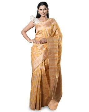 floral pattern woven saree