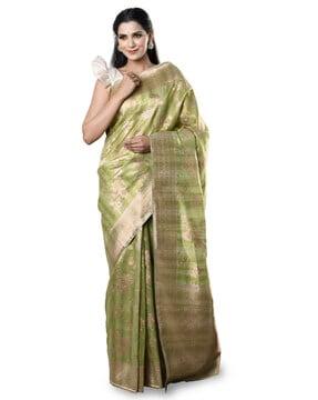 floral pattern woven saree