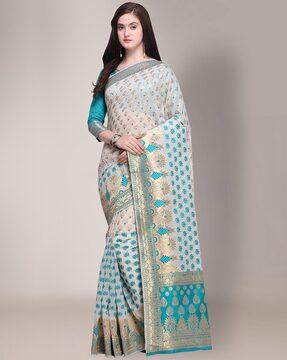 floral pattern woven saree