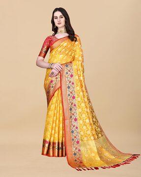 floral pattern woven saree