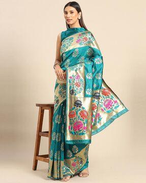 floral pattern woven saree