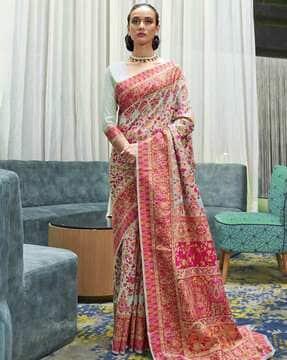 floral pattern woven saree