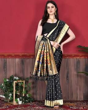 floral pattern woven saree