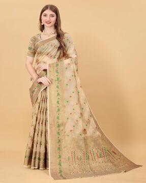 floral pattern woven saree