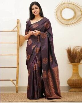 floral pattern zari woven saree