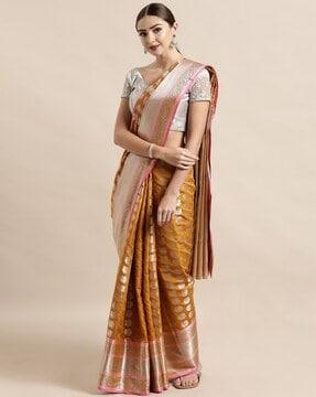 floral pattern zari woven saree