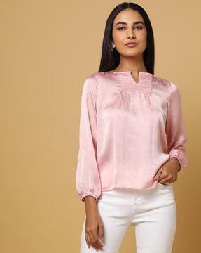 floral patterned top with smocking