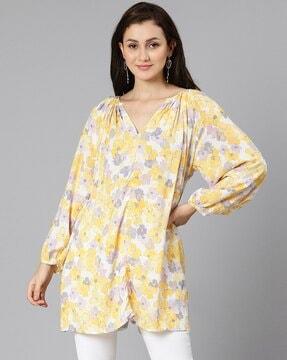 floral pleated tunic