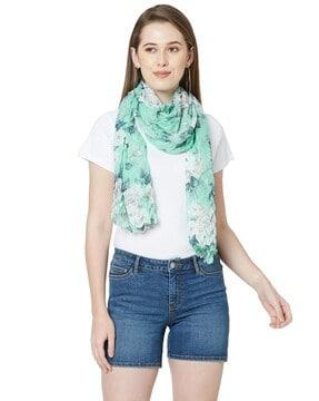 floral polyester pleated scarf