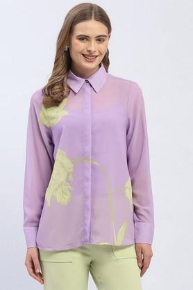 floral polyester regular fit women's shirt - lilac