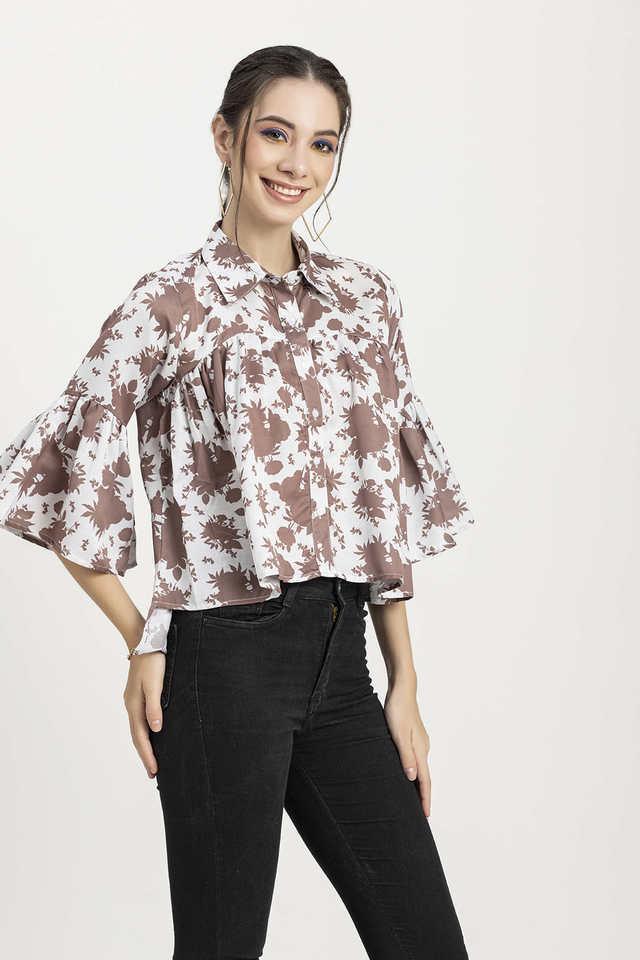 floral polyester regular fit womens casual shirt