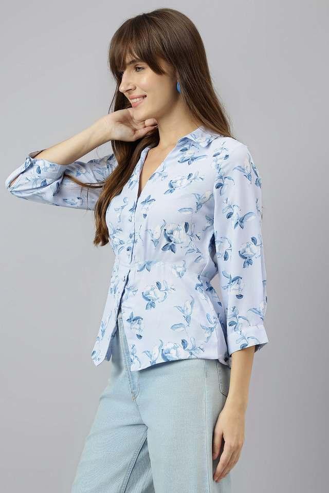 floral polyester regular fit womens shirt