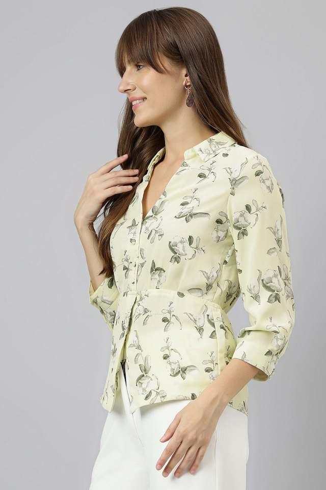 floral polyester regular fit womens shirt