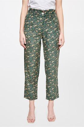 floral polyester tapered fit women's casual pants - multi