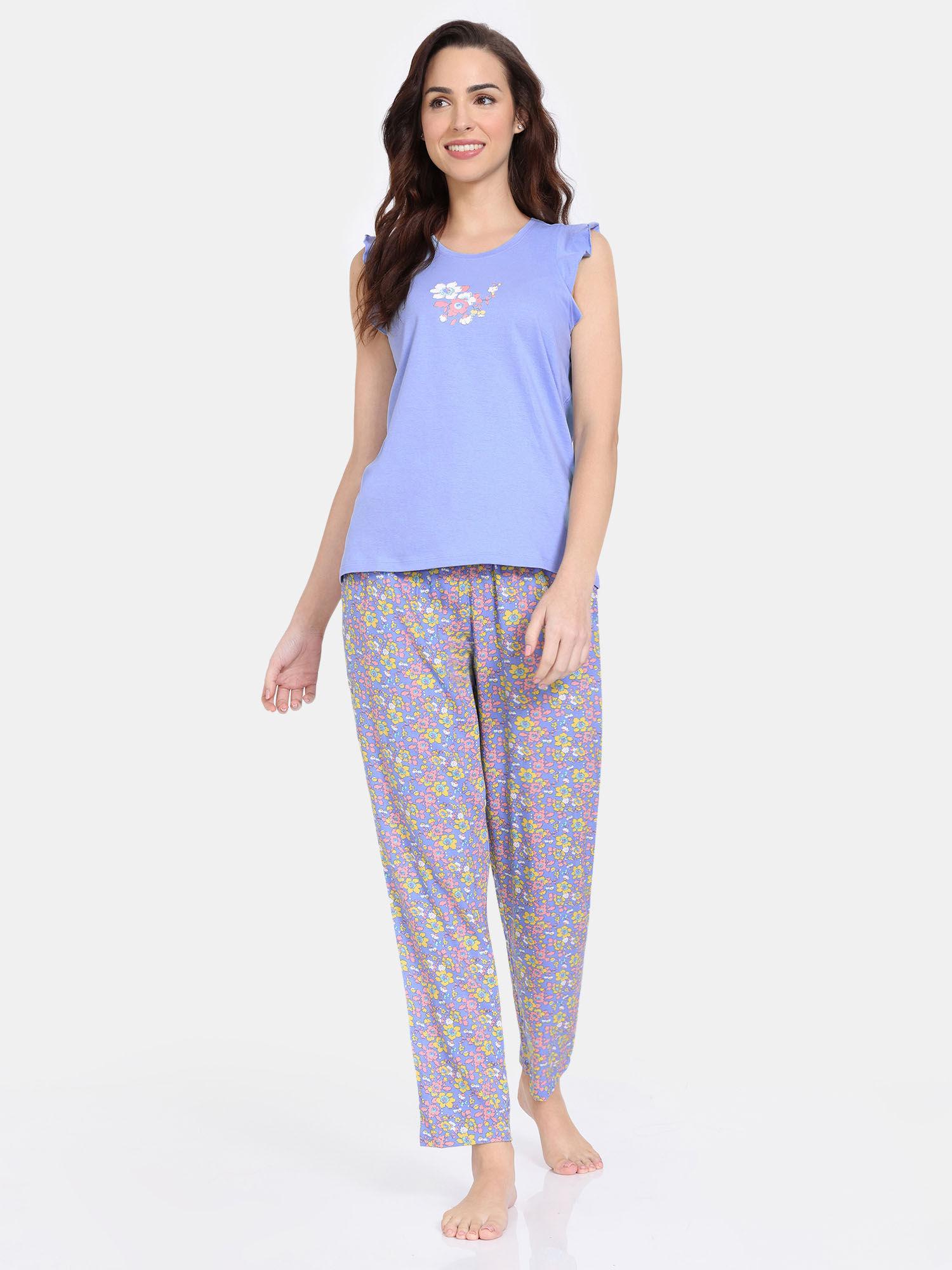 floral pop woven top and pyjama - dutch canal (set of 2)