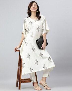 floral print  a-line kurta set