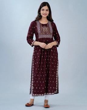 floral print  a-line kurta