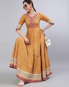 floral print  anarkali kurta